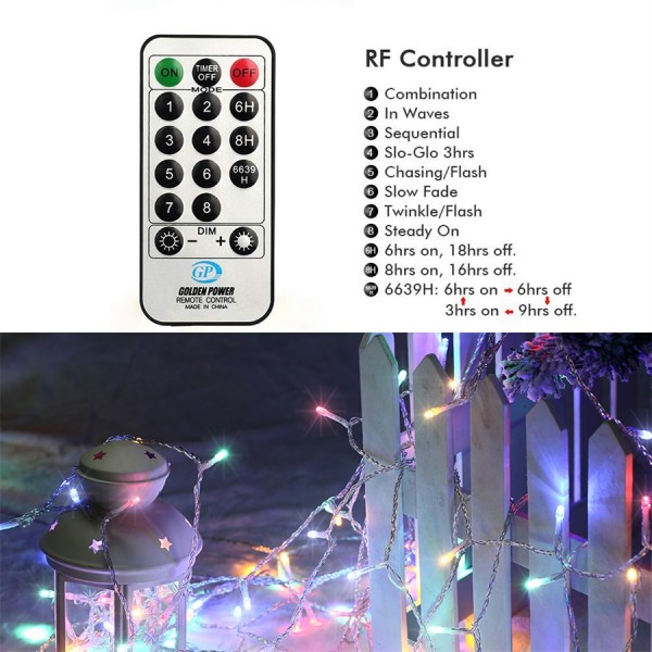 Geemoo Christmas Fairy Lights Mains Powered, 66ft/20M 200 LED String Lights Plug in with Remote Control & Timer, 8 Modes for Bedroom Indoor Outdoor Garden Christmas Xmas Tree Decorations (Multicolor)